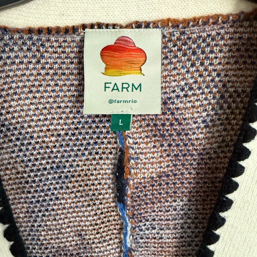 Farm Rio NEW Mixed Ikat Hearts Knit Cardigan - Picture 2 of 13
